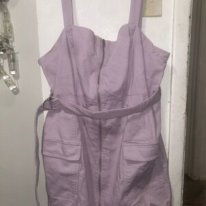 Lavender Zip-Up Dress with Belt